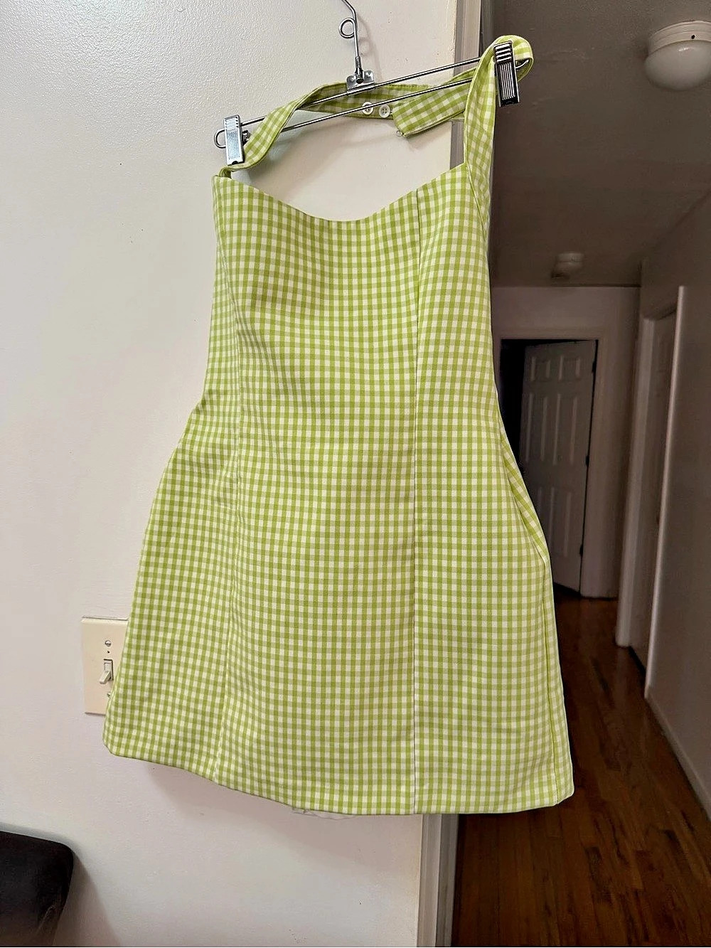 Zara Mini Dress in Green & White Like New